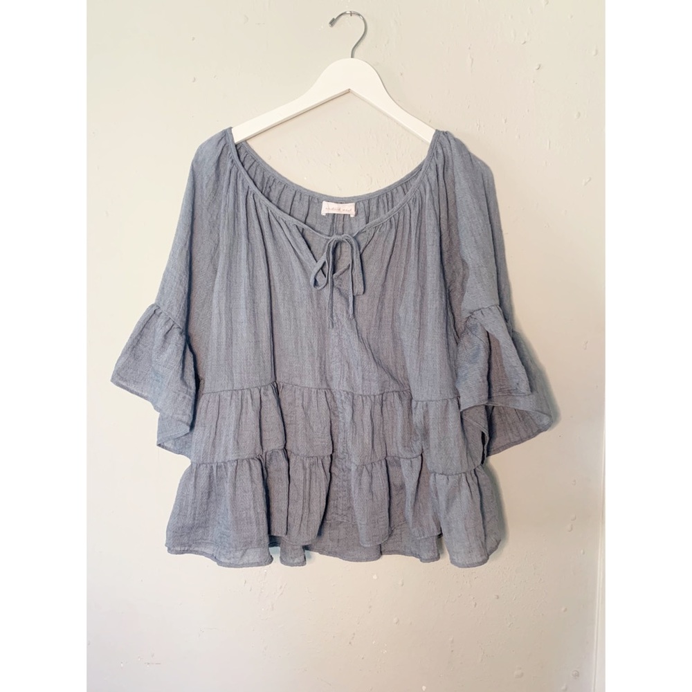 Mustard Seed Blue Flowy Blouse